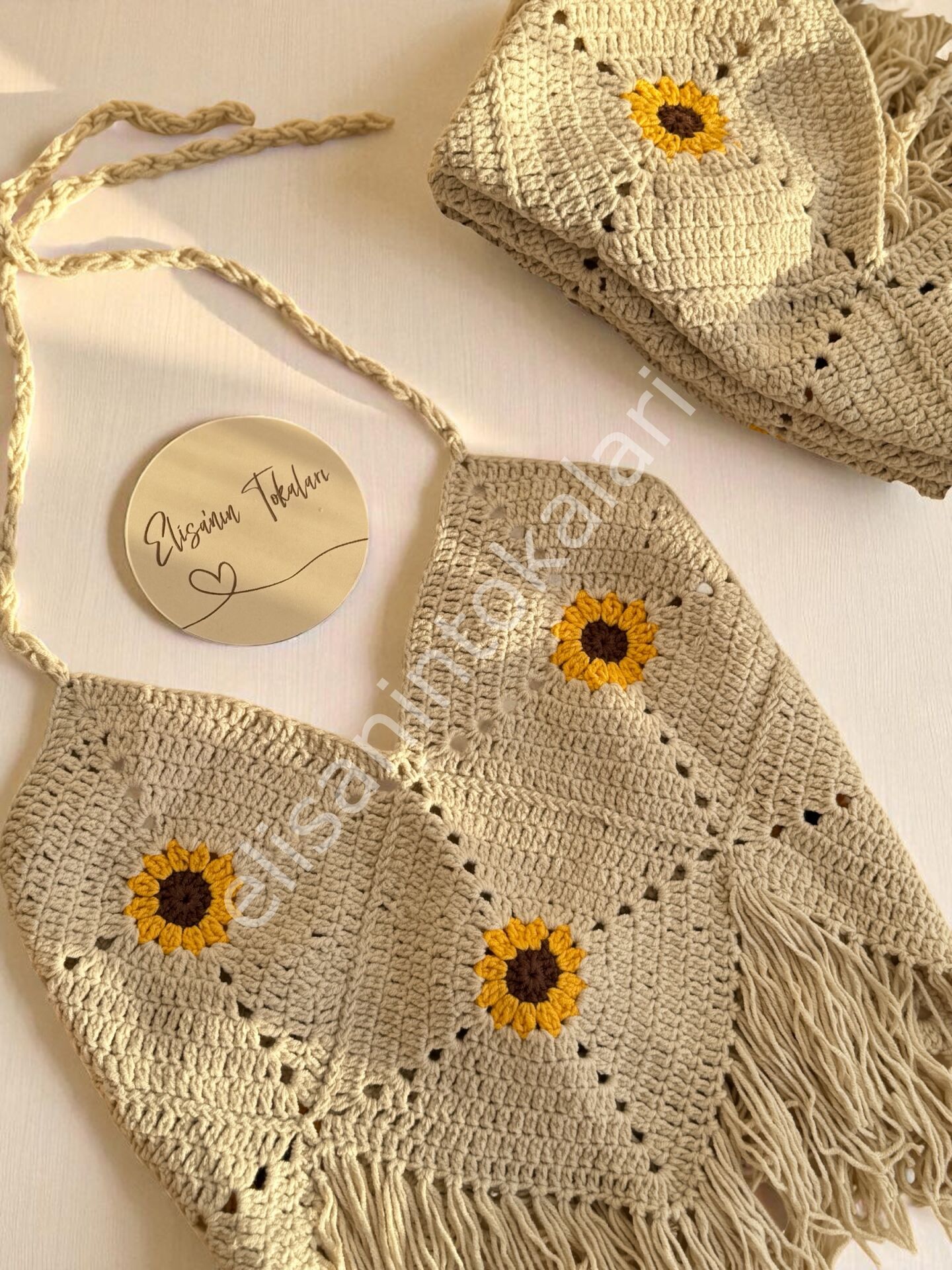 SUNFLOWER CROCHET HALTER TOP