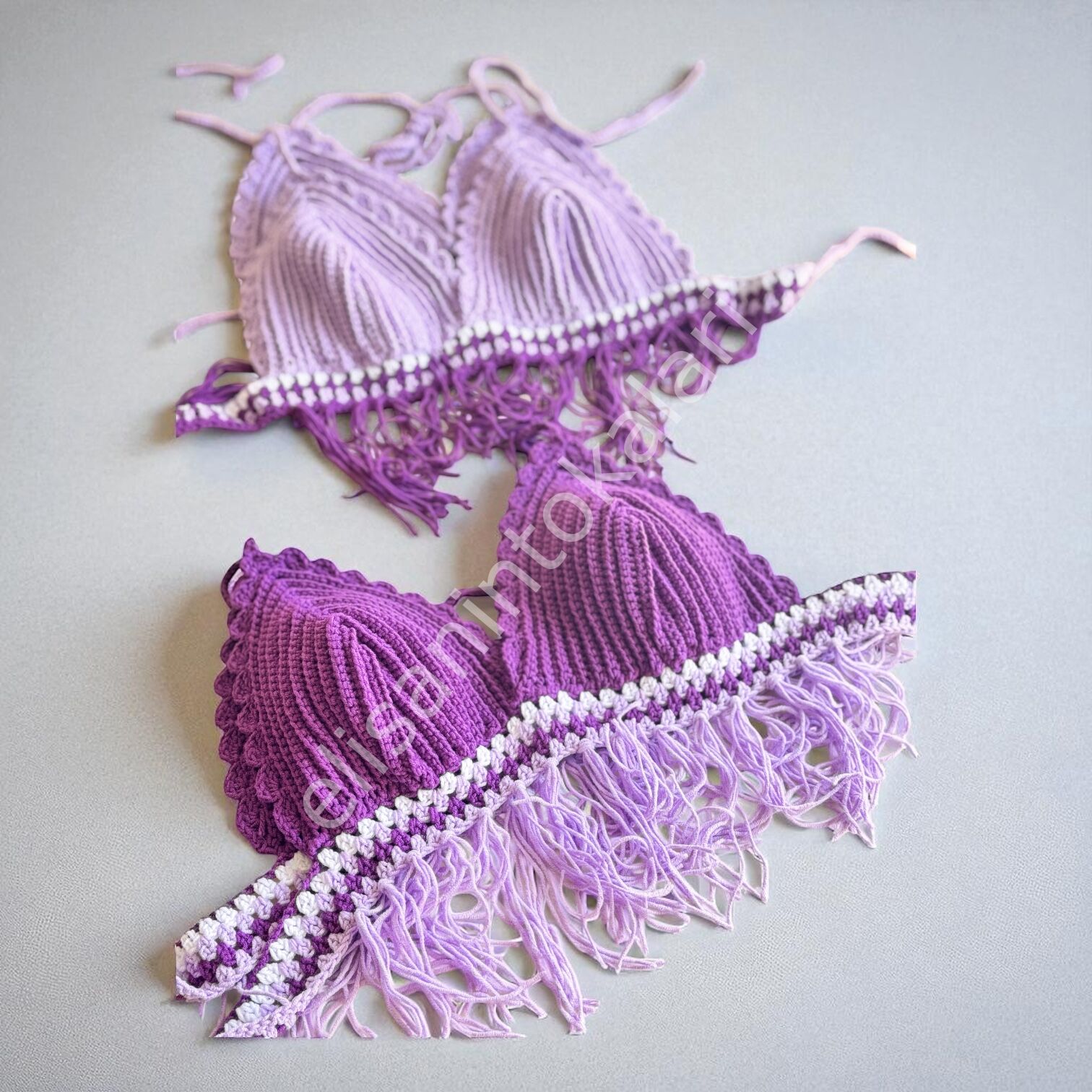 HANDMADE CROCHET FRINGE BUSTIER – BOHO FESTIVAL CROP TOP