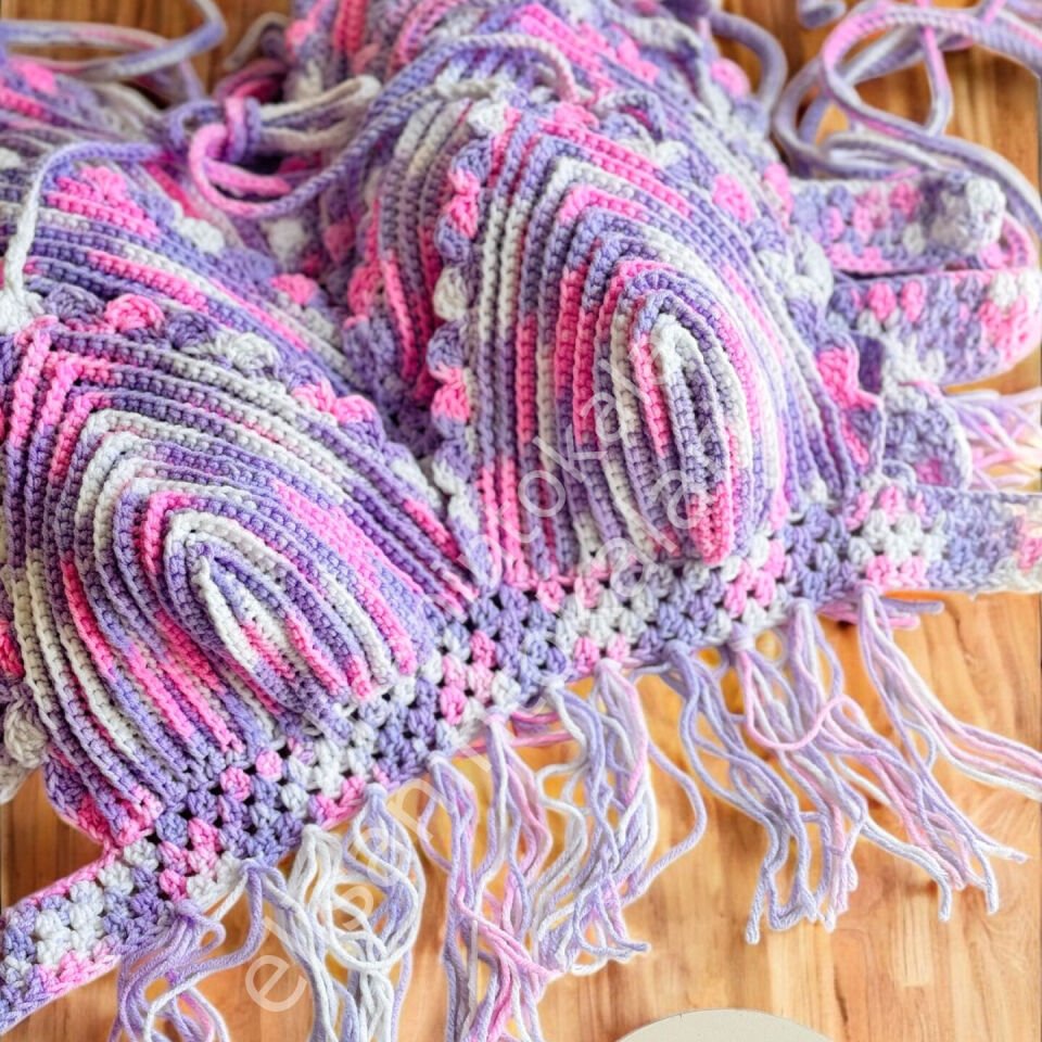 HANDMADE CROCHET BRALETTE TOP – LILAC & PINK MULTICOLOR FESTIVAL BUSTIER