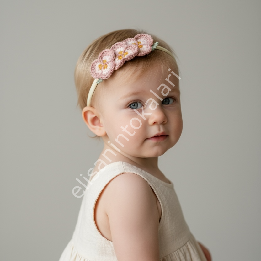 HANDMADE CROCHET TRIPLE FLOWER BABY HEADBAND – SOFT & ELASTIC BAND