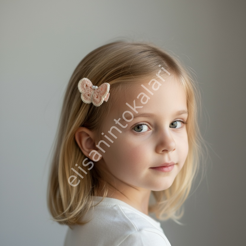 HANDMADE VINTAGE CROCHET BUTTERFLY HAIR CLIP – PEARL DETAIL (4.5 CM ALLIGATOR CLIP)