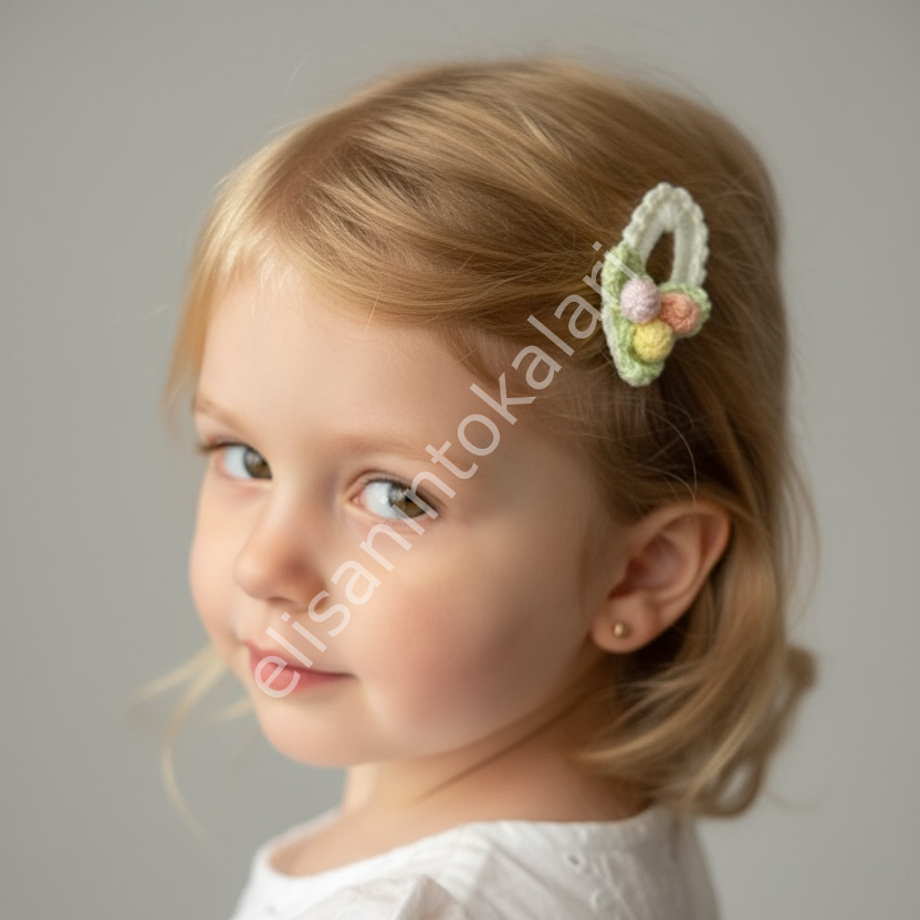 HANDMADE CROCHET BUD SNAP CLIP – SOFT PASTEL COLORS (5 CM)