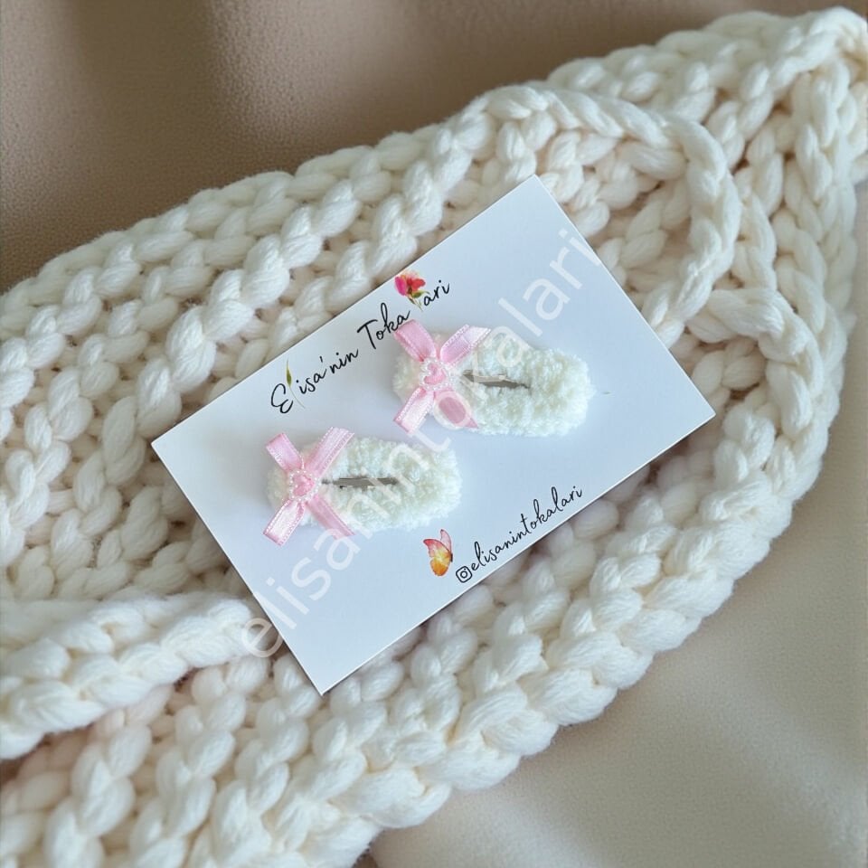 HANDMADE PUFFY PINK PEARL BOW HAIR PIN