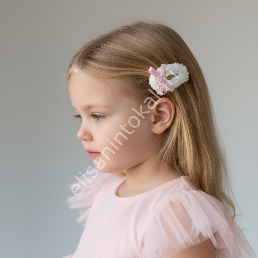 HANDMADE PUFFY PINK PEARL BOW HAIR PIN