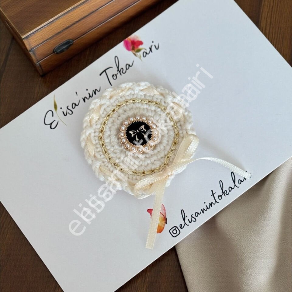 VINTAGE CROCHET ROUND HAIR CLIP – HANDMADE GOLD-TRIMMED 4.5 CM ALLIGATOR CLIP WHOLESALE