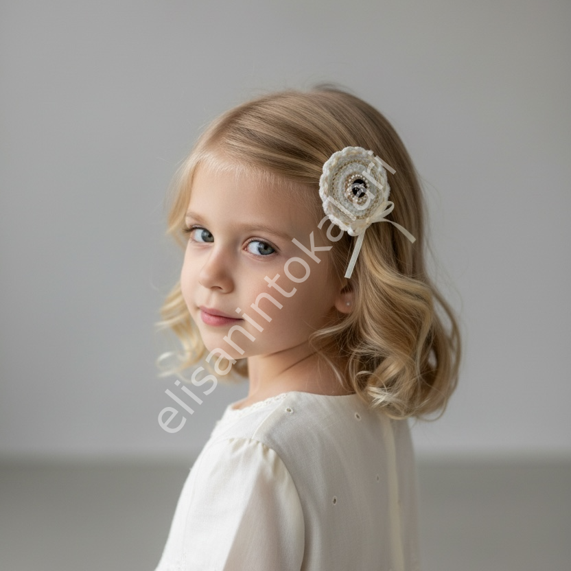 VINTAGE CROCHET ROUND HAIR CLIP – HANDMADE GOLD-TRIMMED 4.5 CM ALLIGATOR CLIP WHOLESALE