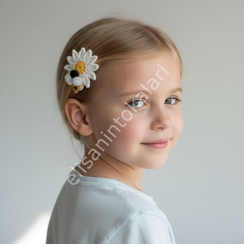 CROCHET BEE DAISY HAIR PIN