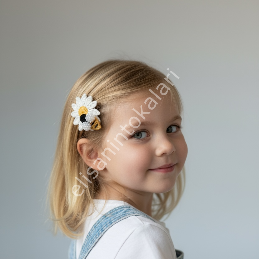CROCHET BEE DAISY HAIR PIN