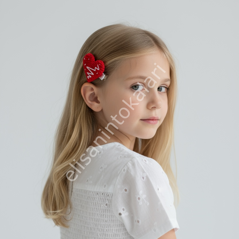 CROCHET HEART COOKİE HAIR CLIP