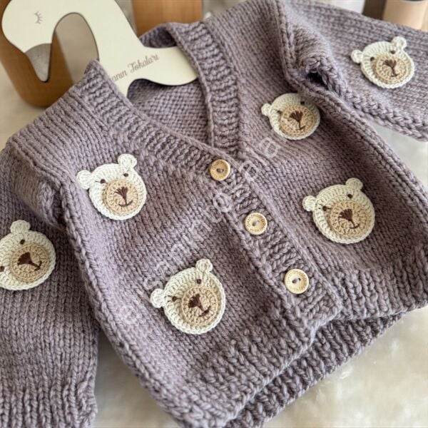 LAVENDER BEAR KİDS CARDİGAN 6-9 MONTHS 3 PCS