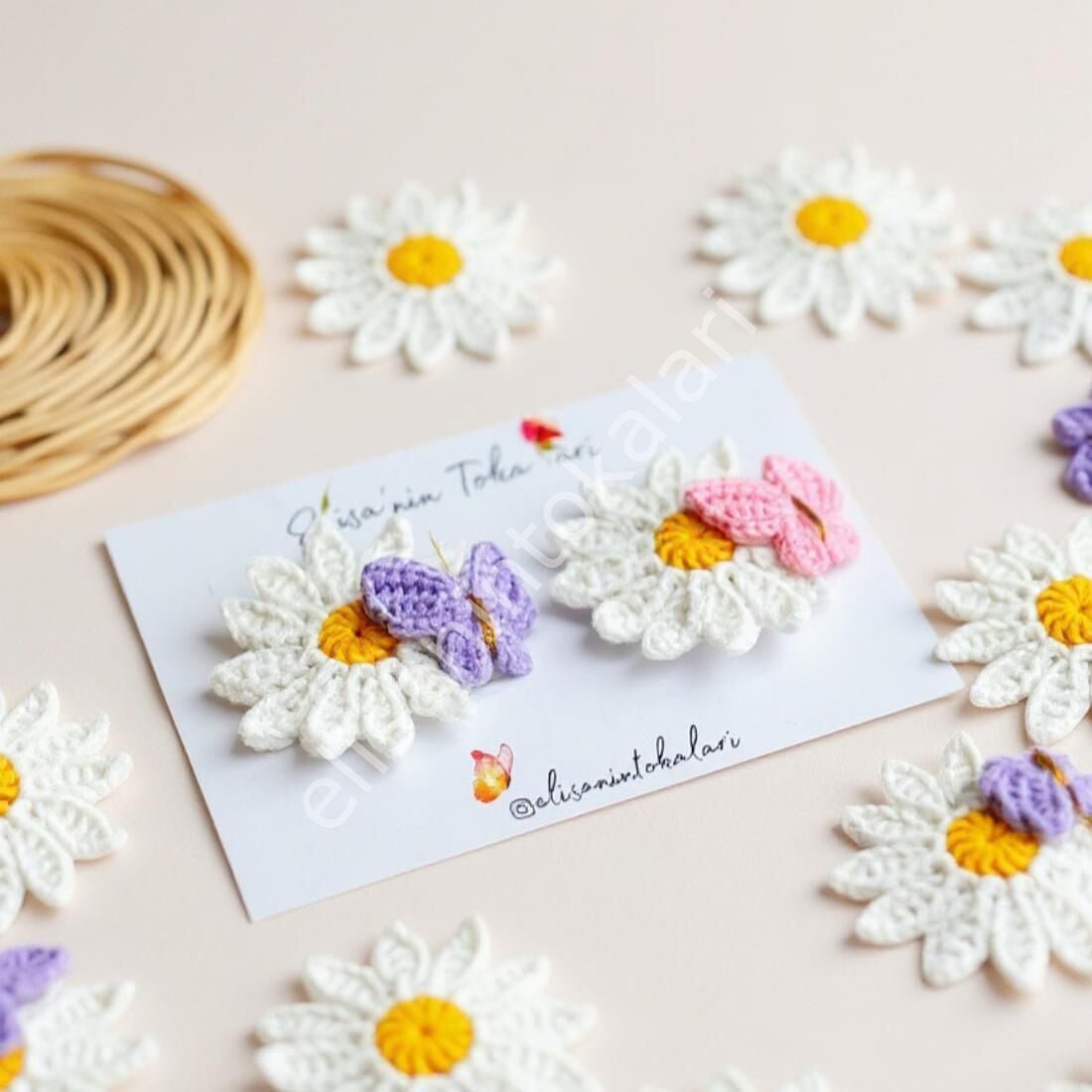 DAİSY &BUTTERFLY HAİRPİN 10 PCS PİNK