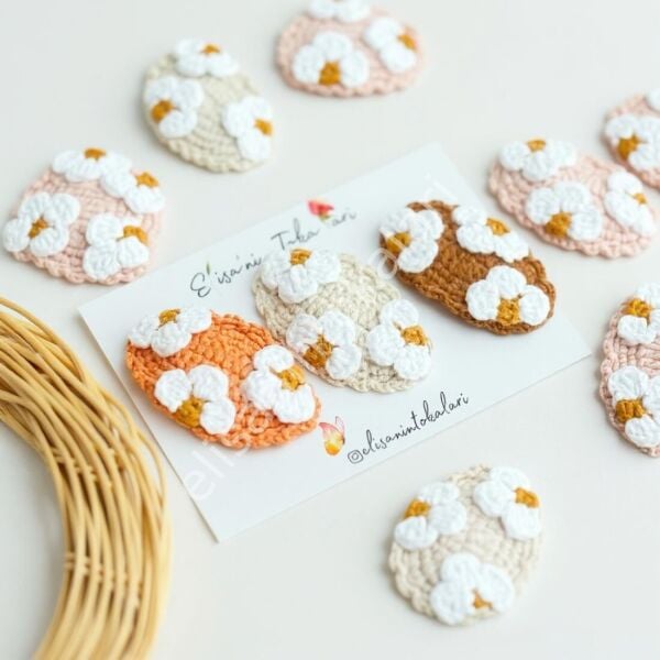 SOFT DAISY HAIR PIN 10 PCS CARAMEL