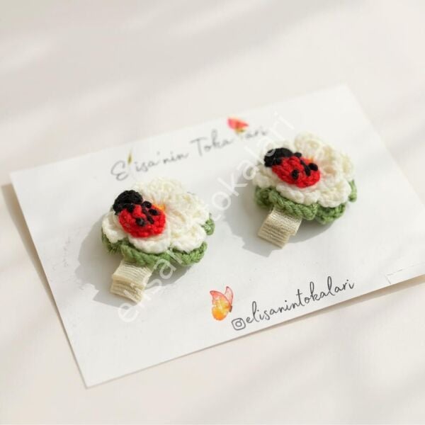 DAISY LADYBUG HAIR CLIP 10 PCS
