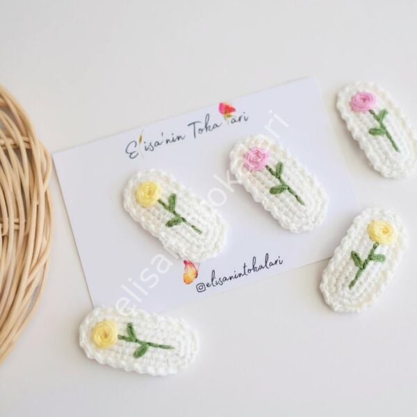 ROSE EMBROİDERY HAIR PIN PCS