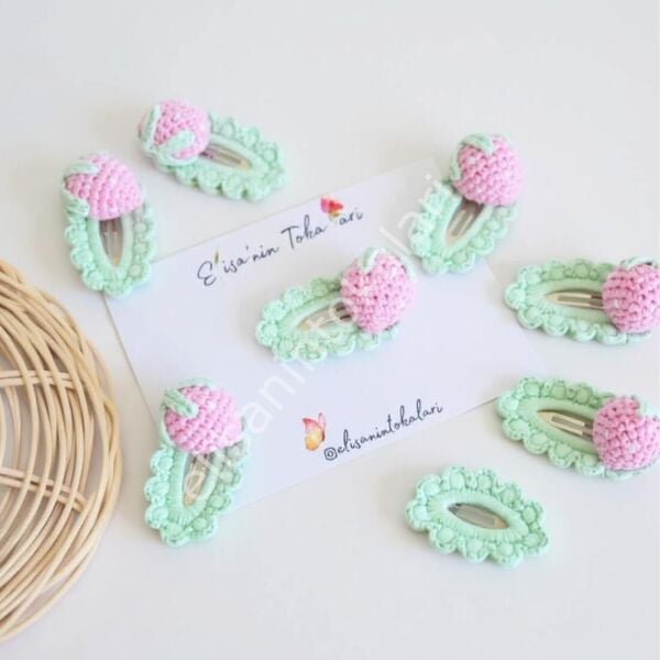 PİNK STRAWBERRY HAİR PİN 10 PCS