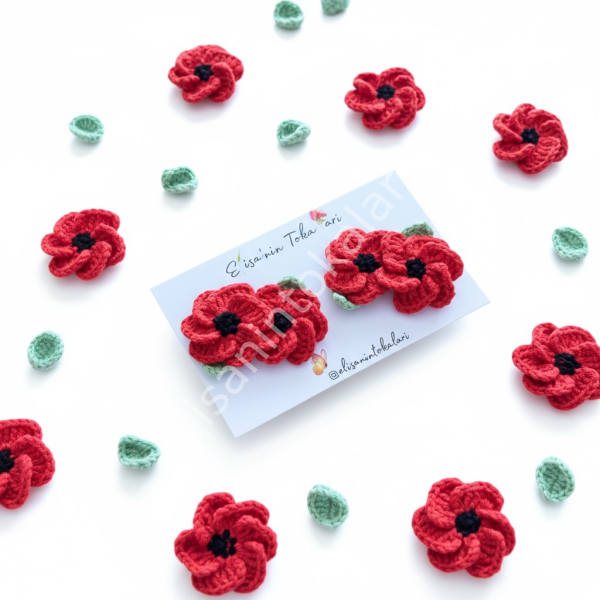 POPPY FLOWER HAIR PIN PCS