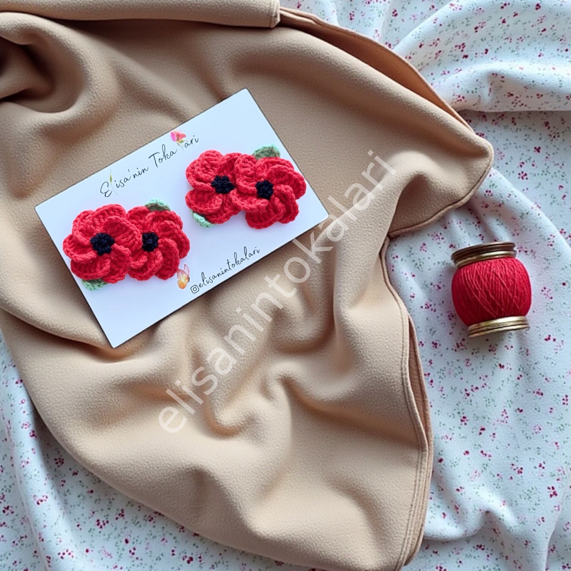 POPPY FLOWER HAIR PIN 10 PCS
