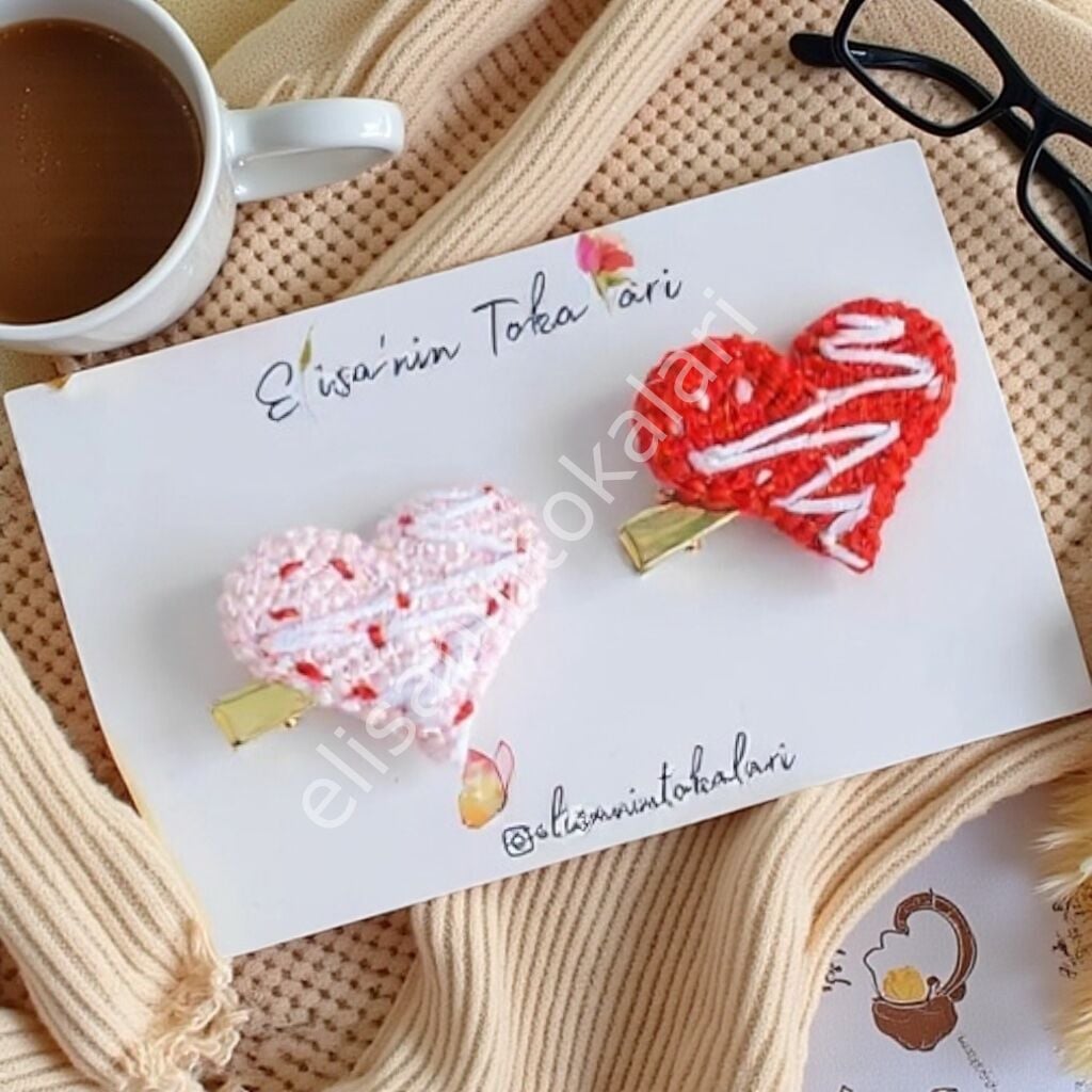 CROCHET HEART COOKİE HAIR CLIP PCS