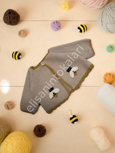 Crochet Kids Bee Cardigan 4 YEARS - 2 PCS