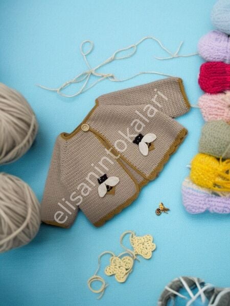 Crochet Kids Bee Cardigan 4 YEARS - 2 PCS