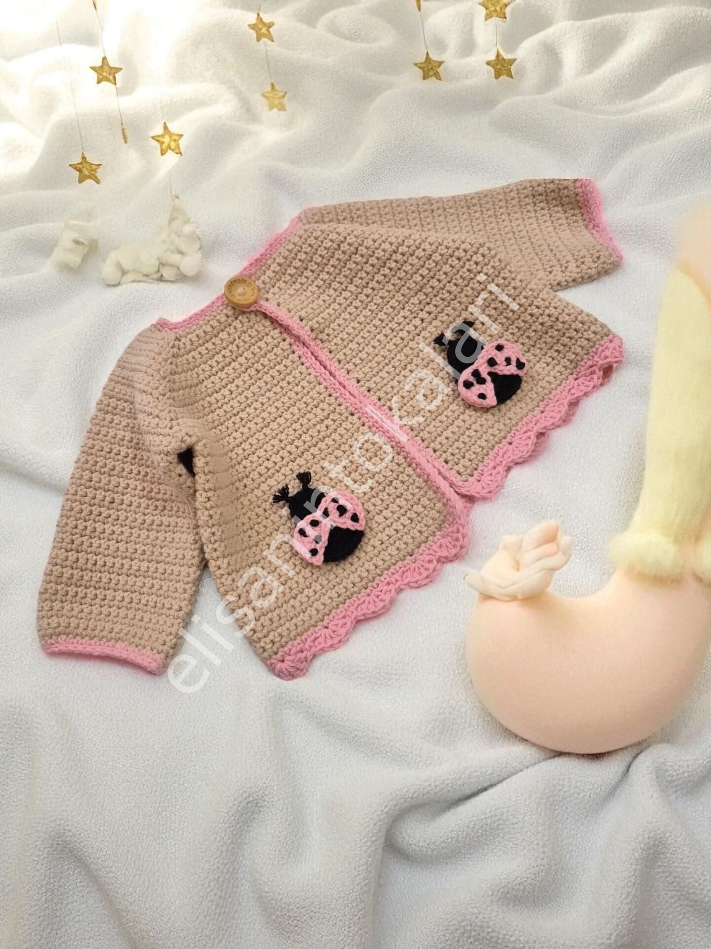CROCHET KIDS LADYBUG CARDİGAN 4 YEARS - 2 PCS