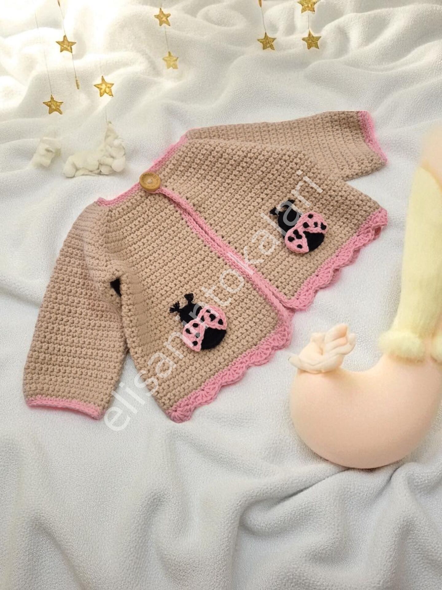 CROCHET KIDS LADYBUG CARDİGAN 2 YEARS - 4 PCS