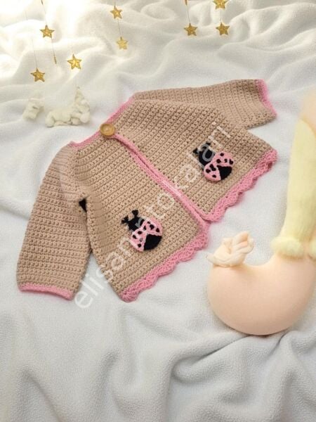 CROCHET KIDS LADYBUG CARDİGAN 1 YEARS - 5 PCS