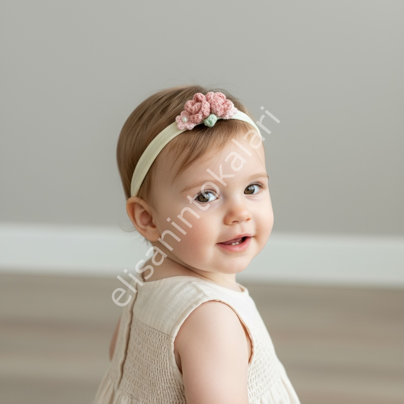 CROCHET PEARL DAISY ROSE HEADBAND