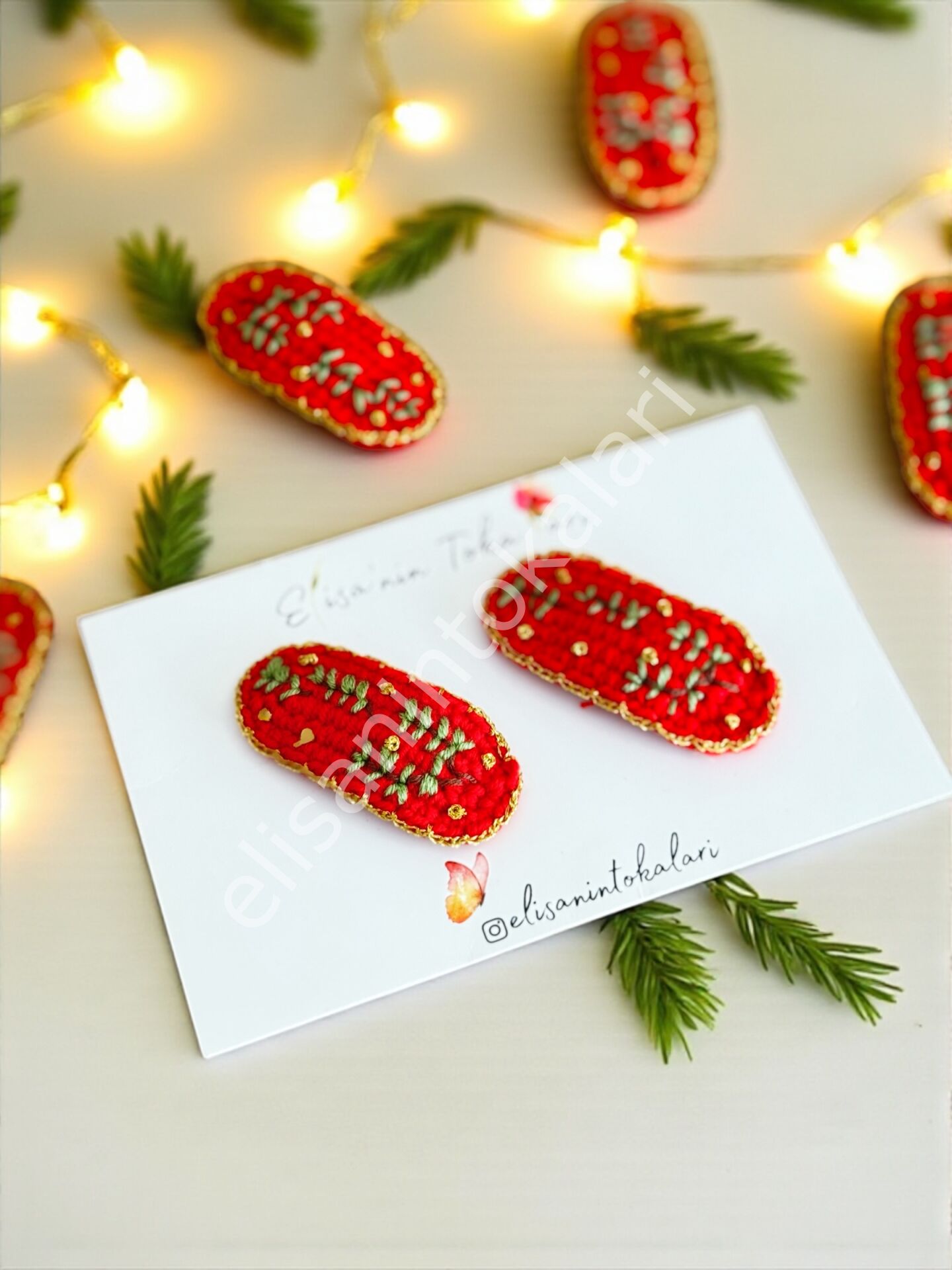 CROCHET CHRİSTMAS EMBRİODERY HAIRPIN