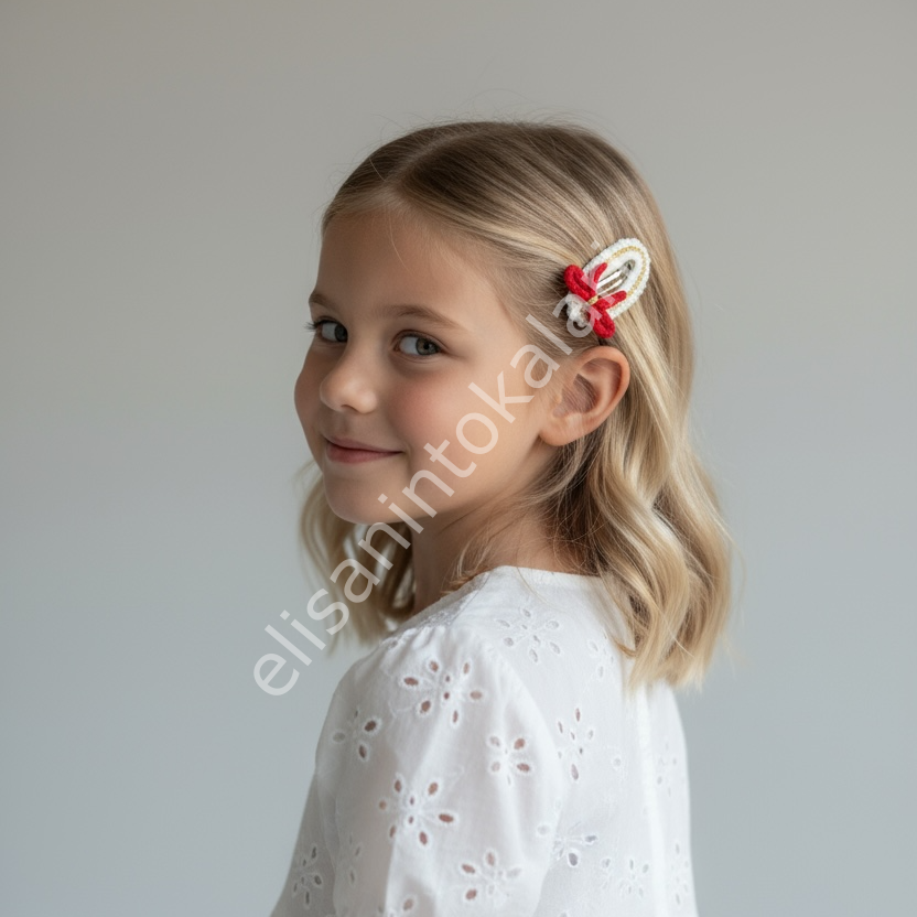 CROCHET CHRİSTMAS GOLD BOW HAIR PIN