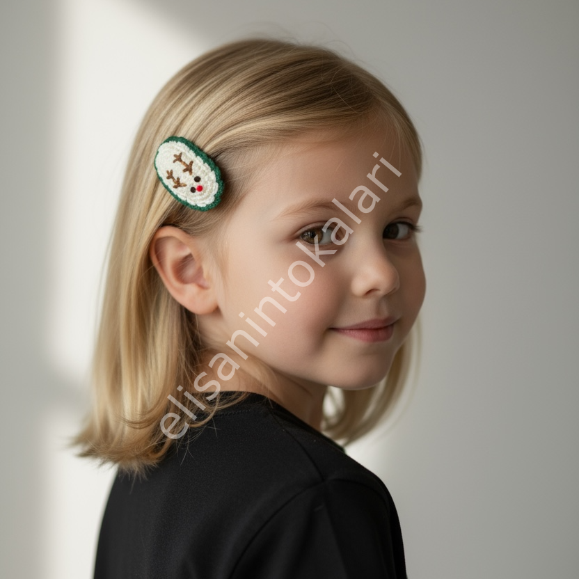 CROCHET CHRİSTMAS REINDEER EMBR. HAIR PIN