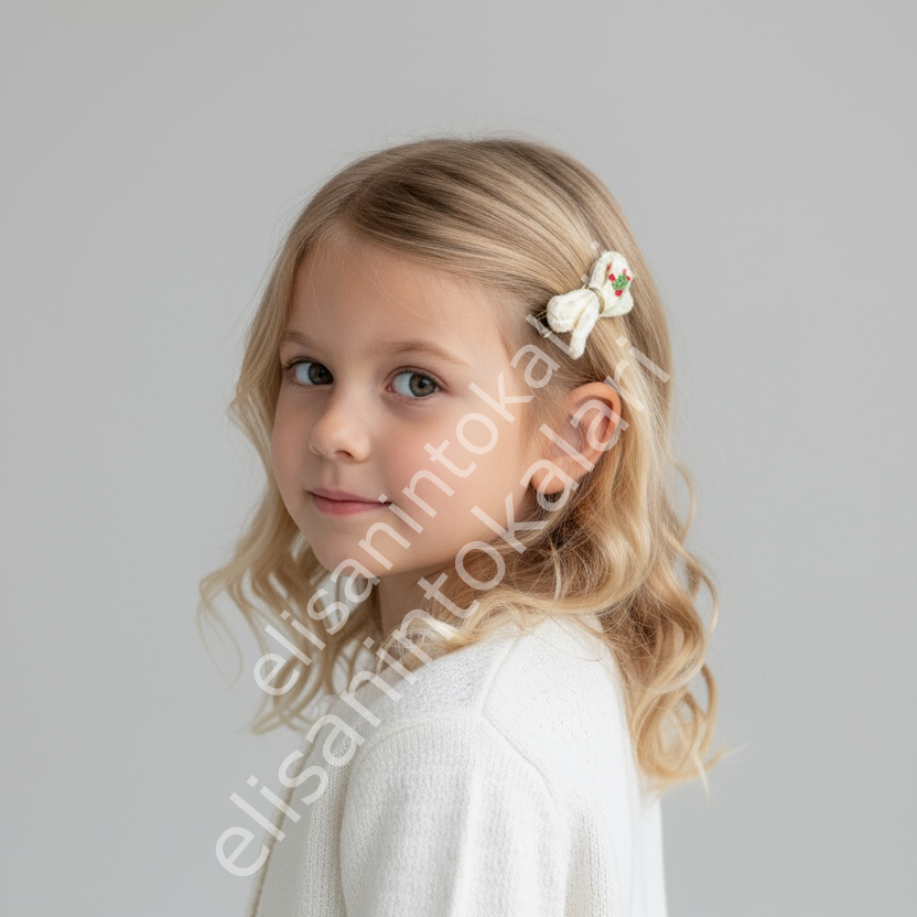 CROCHET CHRİSTMAS TREE EMB. BOW HAIR CLIP