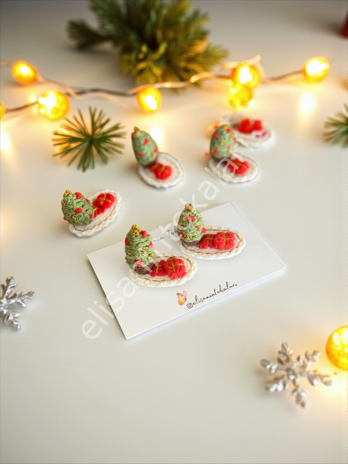 CROCHET CHRİSTMAS 3D TREE & GIFT PACKEGES HAIR CLIP