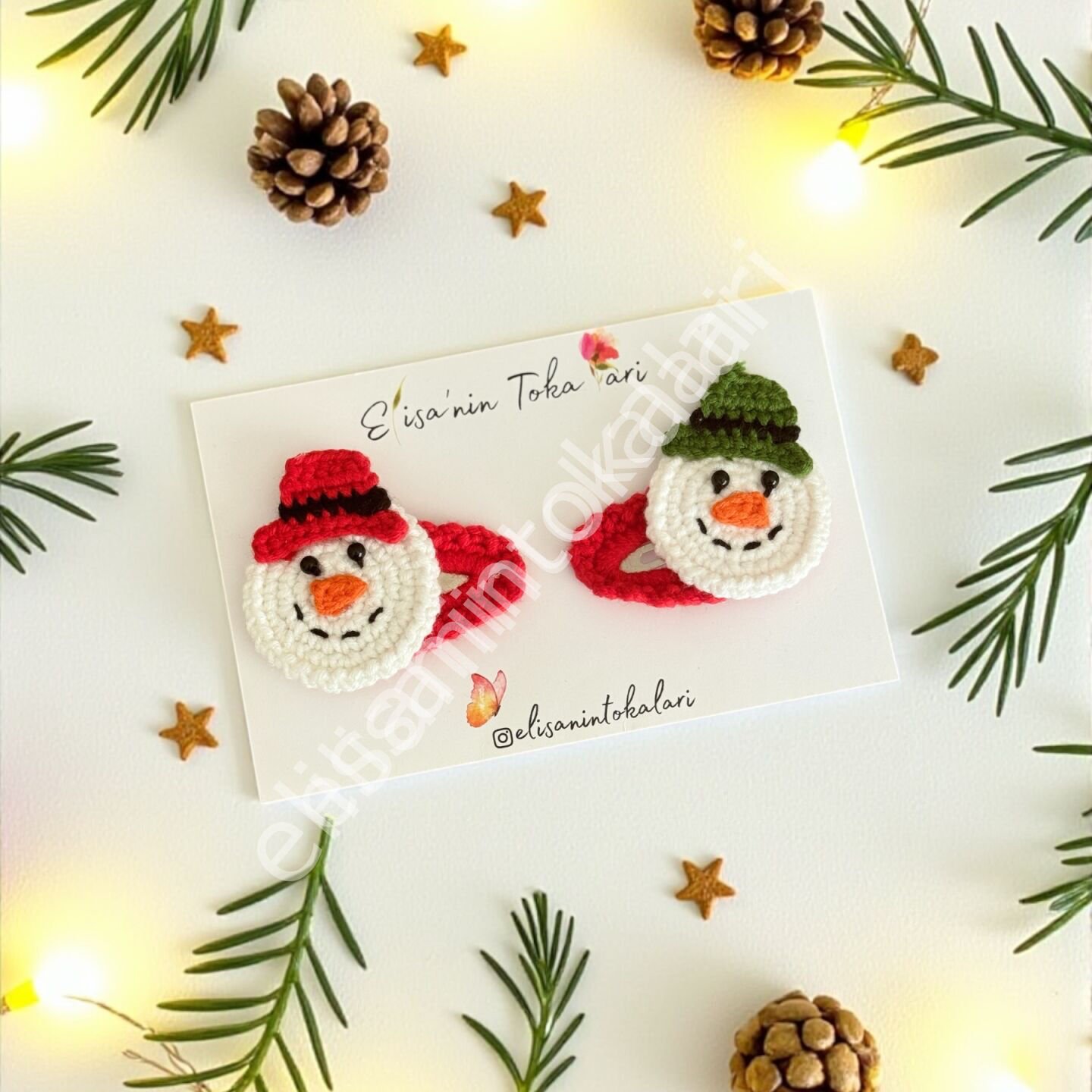 CROCHET CHRİSTMAS SNOWMAN HAIR PIN