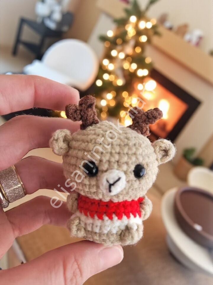 CROCHET CHRİSTMAS REİNDEER ORNAMENT