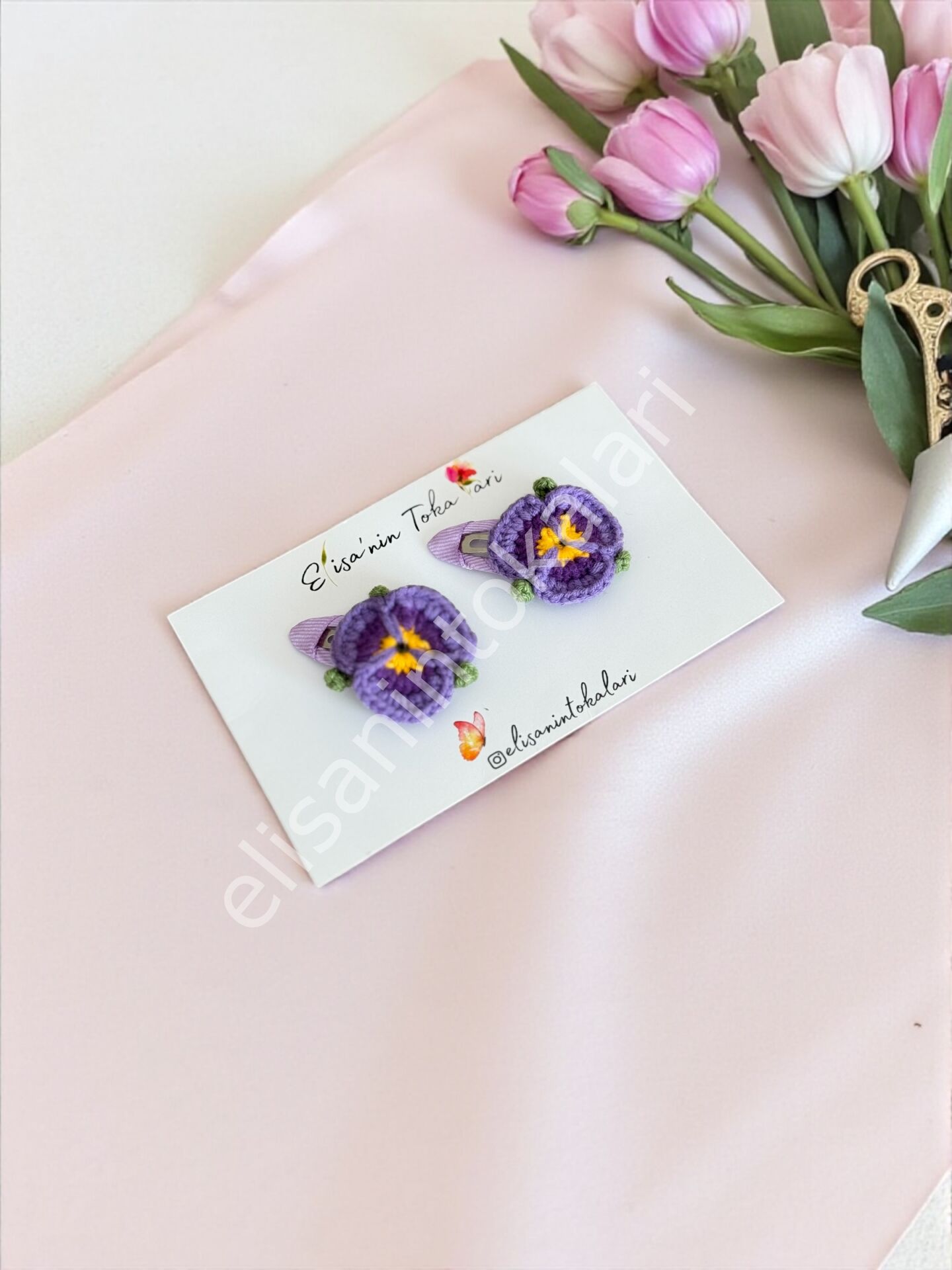 CROCHET PURPLE VIOLET HAIR PIN