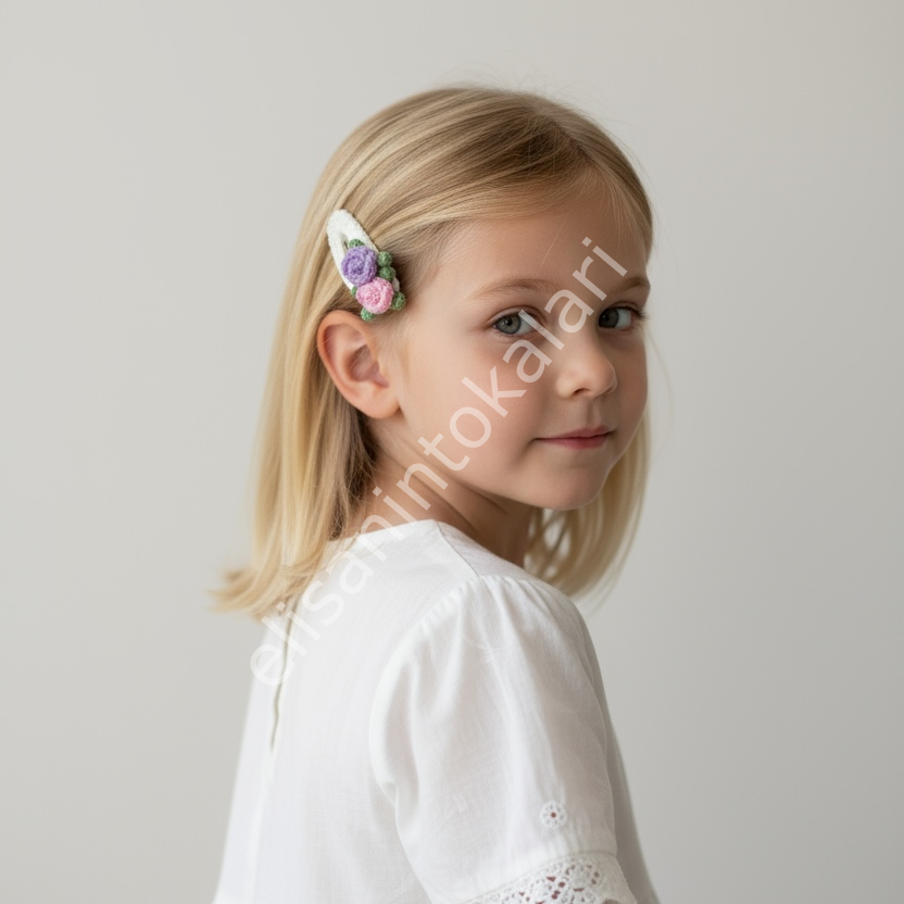 CROCHET PINK & PURPLE ROSE HAIR PIN