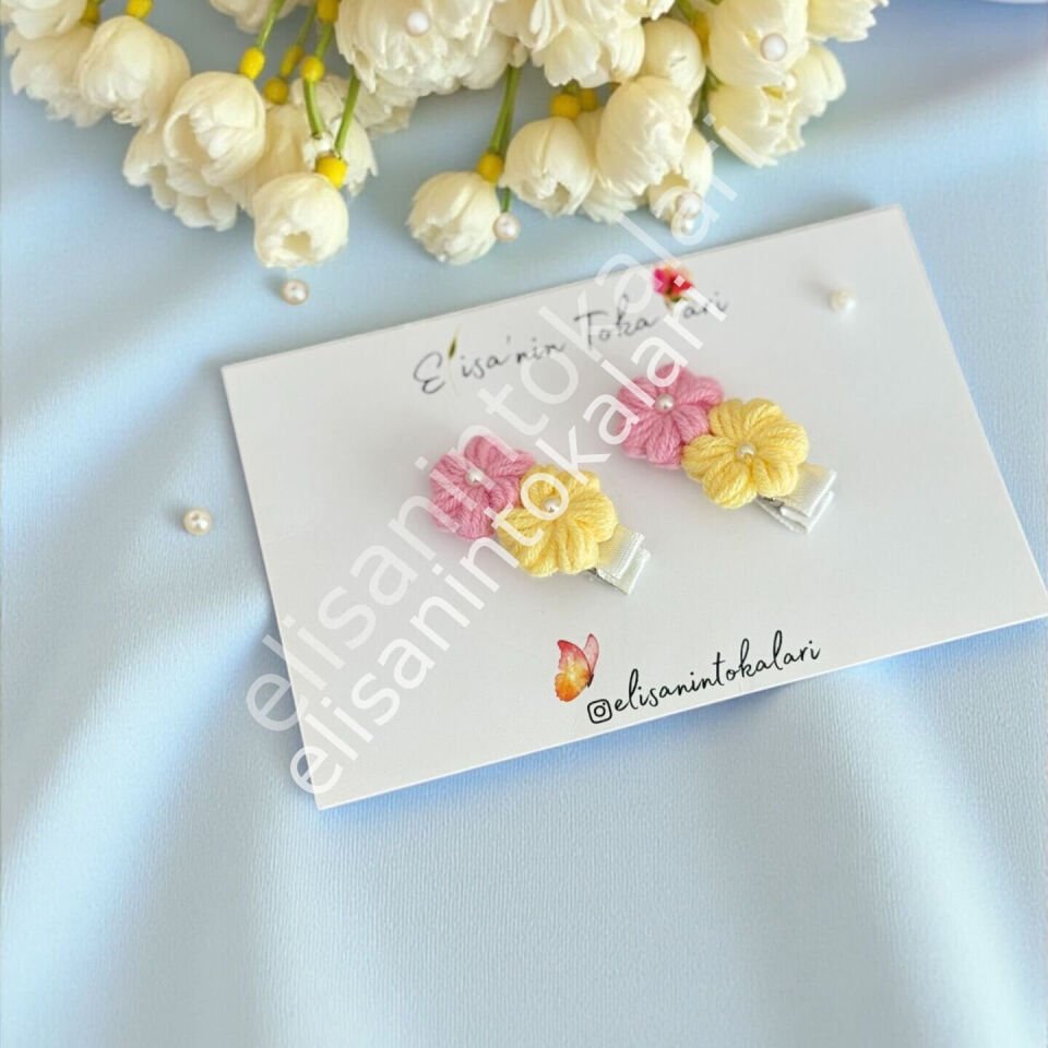 HANDMADE CROCHET FLOWER HAIR CLIP FOR WHOLESALE | SINGLE FLORAL BABY HAIR ACCESSORY