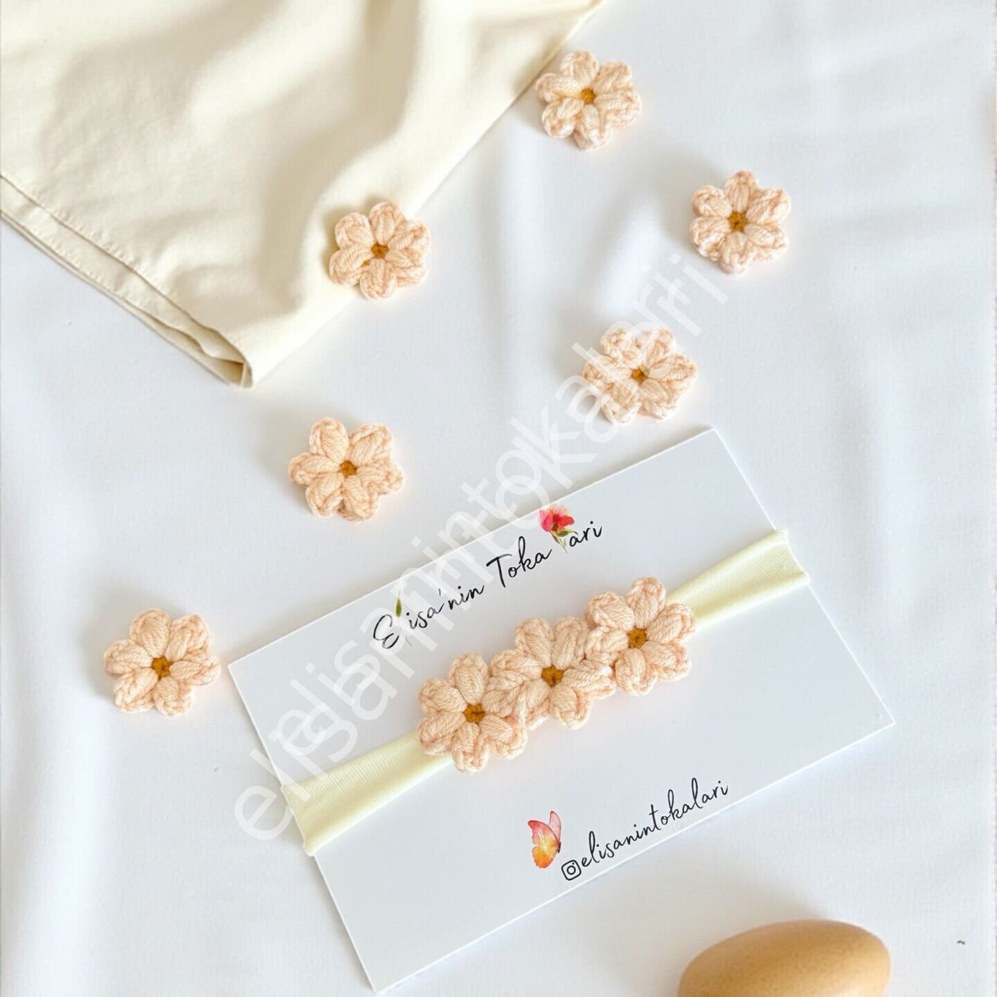 CROCHET SOFT MELON  PUFFY DAISY HEADBAND