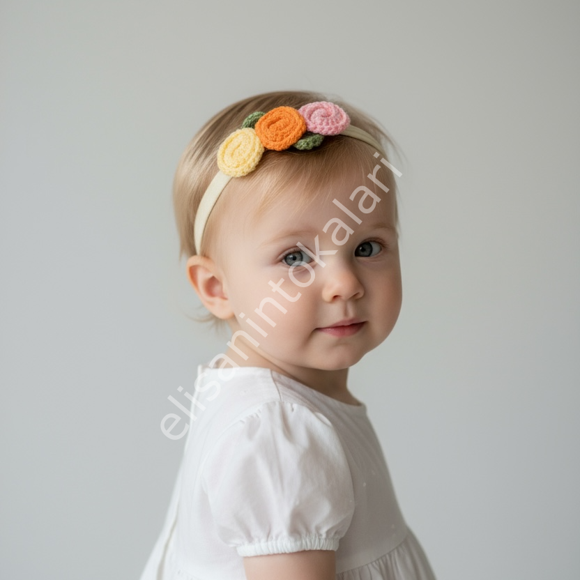 CROCHET BABY FLOWER HEADBAND HANDMADE ELASTIC HAIR ACCESSORY